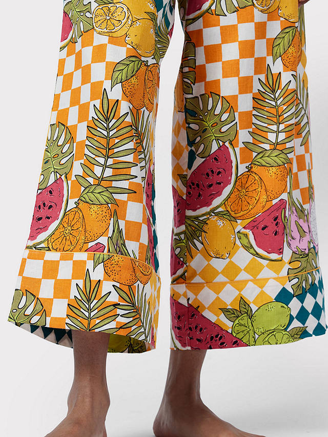 Chelsea Peers Fruit Checkerboard Cropped Pyjamas, Multi