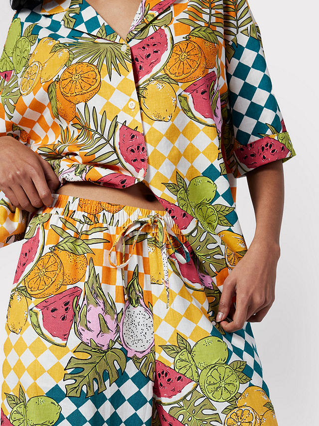 Chelsea Peers Fruit Checkerboard Cropped Pyjamas, Multi
