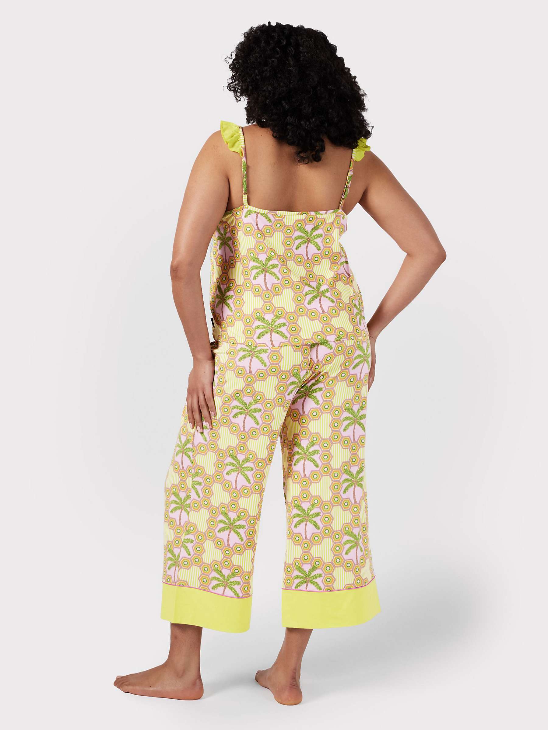 Buy Chelsea Peers Curve Geometric Palm Cami Cropped Pyjama Set, Green Online at johnlewis.com
