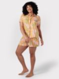 Chelsea Peers Curve Palm Stripe Short Pyjamas, Orange/Multi