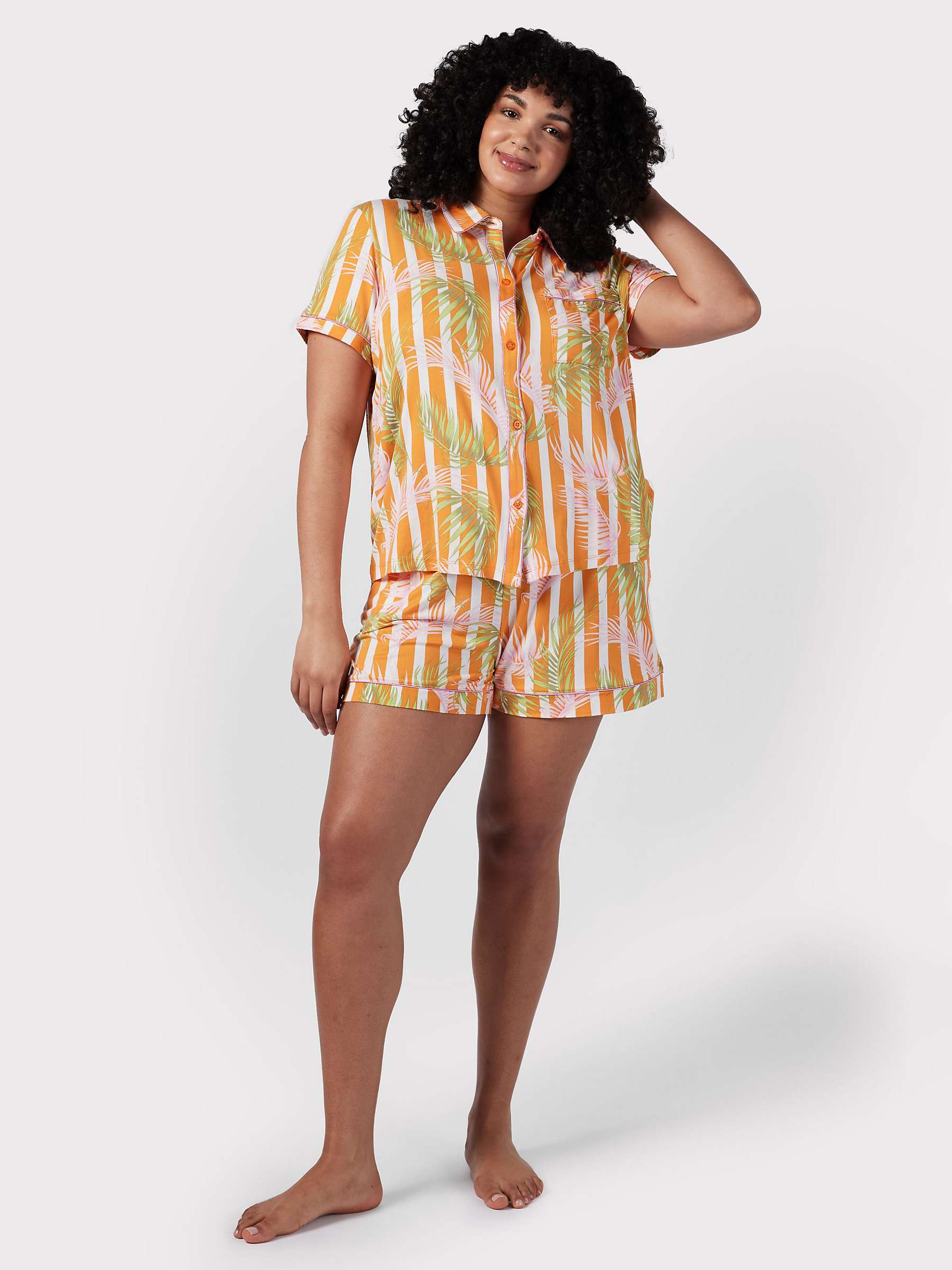 Buy Chelsea Peers Curve Palm Stripe Short Pyjamas, Orange/Multi Online at johnlewis.com