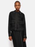 Jigsaw Cropped Linen Utility Jacket, Black