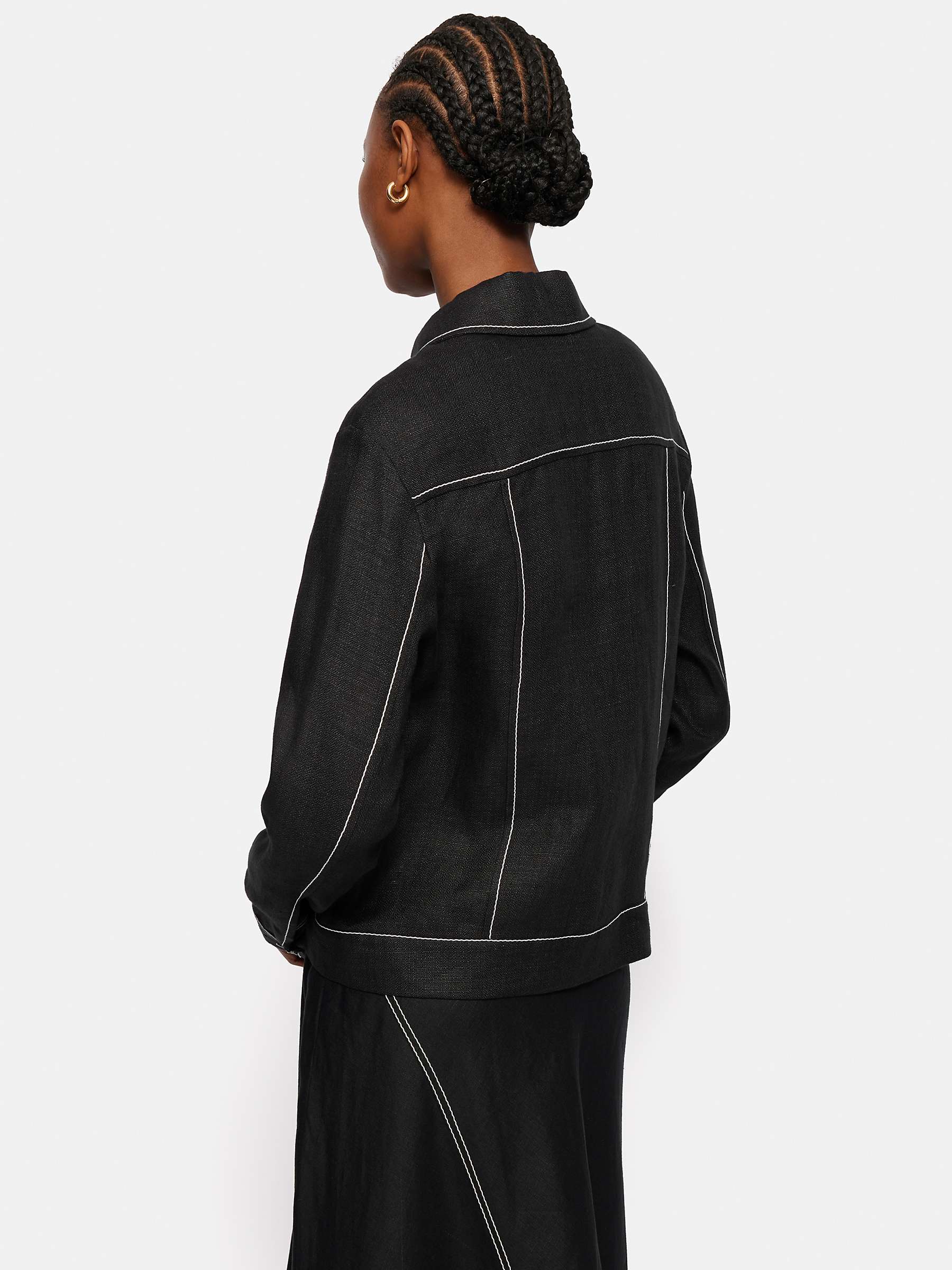 Buy Jigsaw Cropped Linen Utility Jacket, Black Online at johnlewis.com