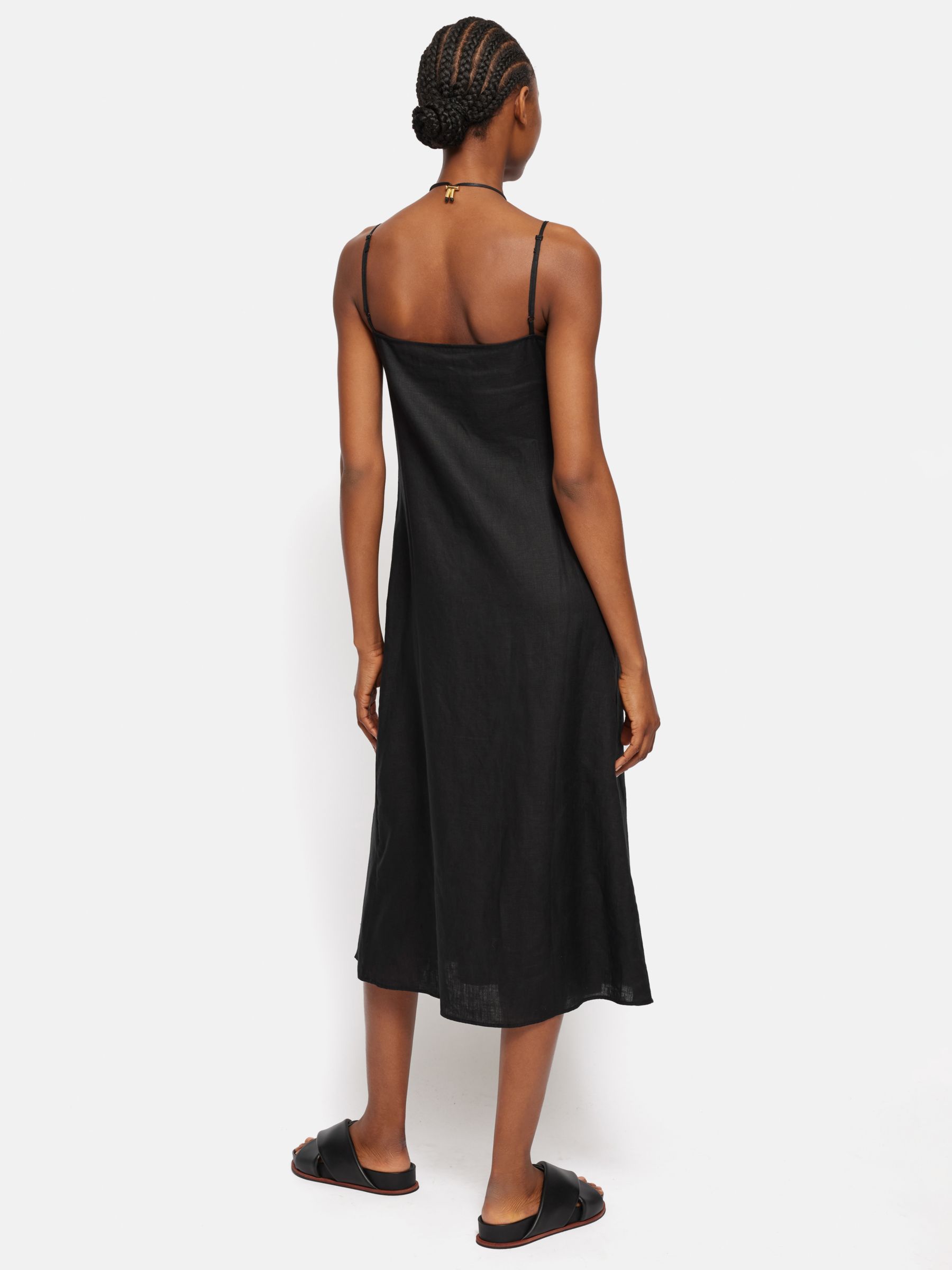 Jigsaw Linen Midi Sundress, Black