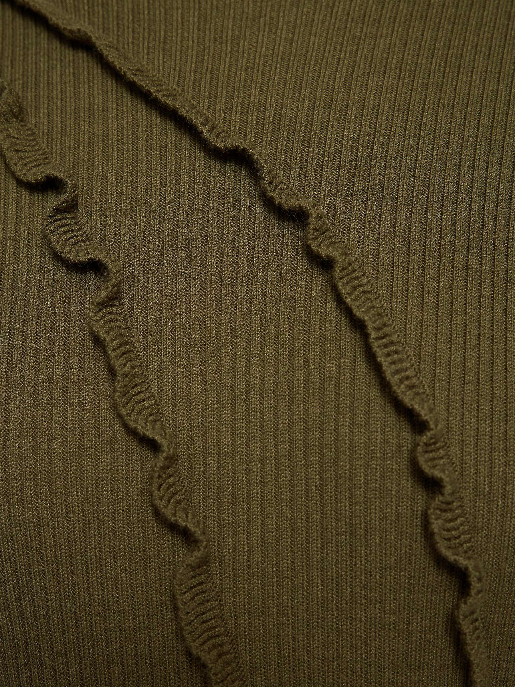 Buy Jigsaw Ruffle Detail Knit Rib Maxi Dress, Khaki Online at johnlewis.com
