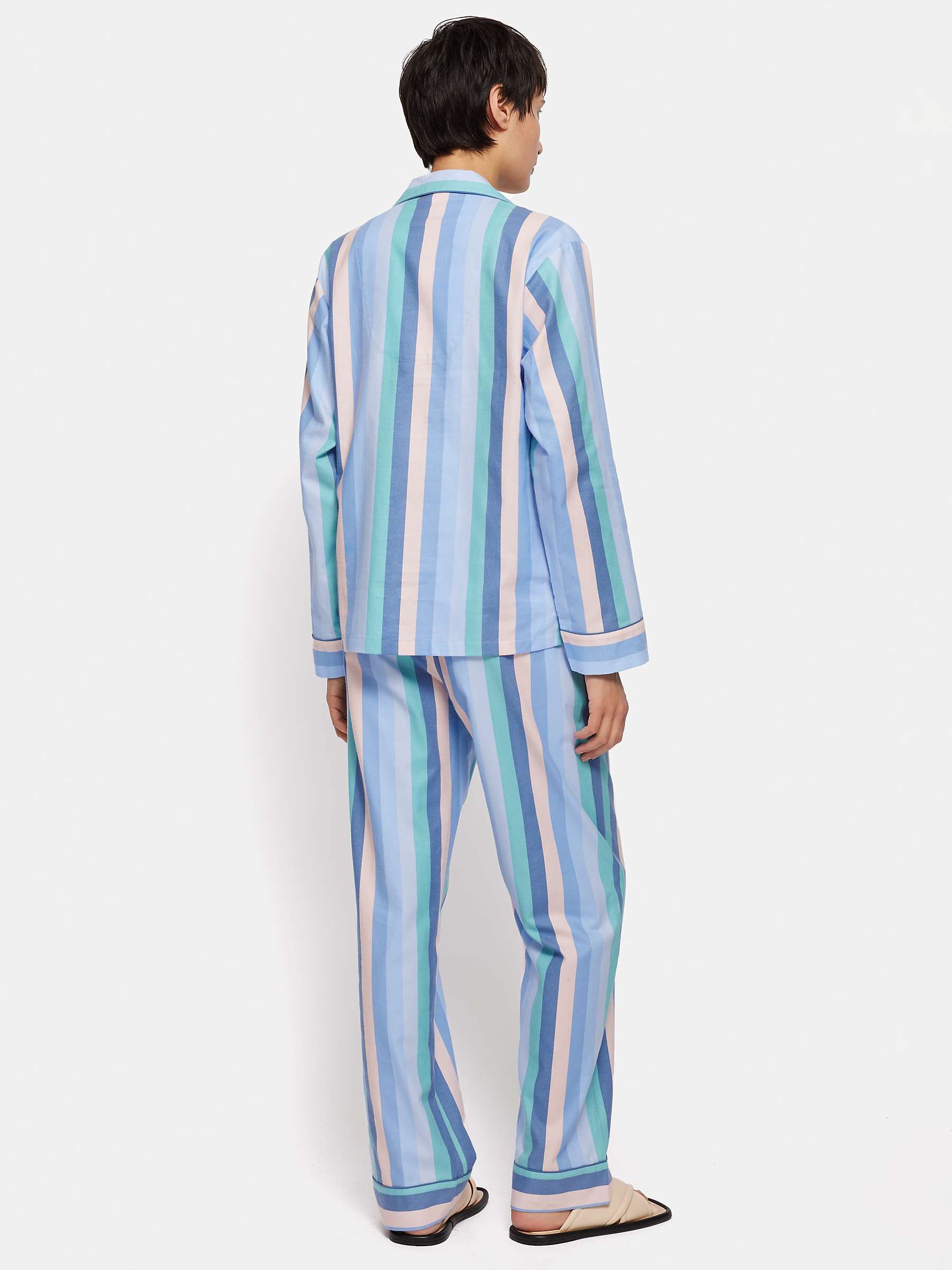 Buy Jigsaw Stripe Brushed Cotton Twill Pyjamas, Blue/Multi Online at johnlewis.com
