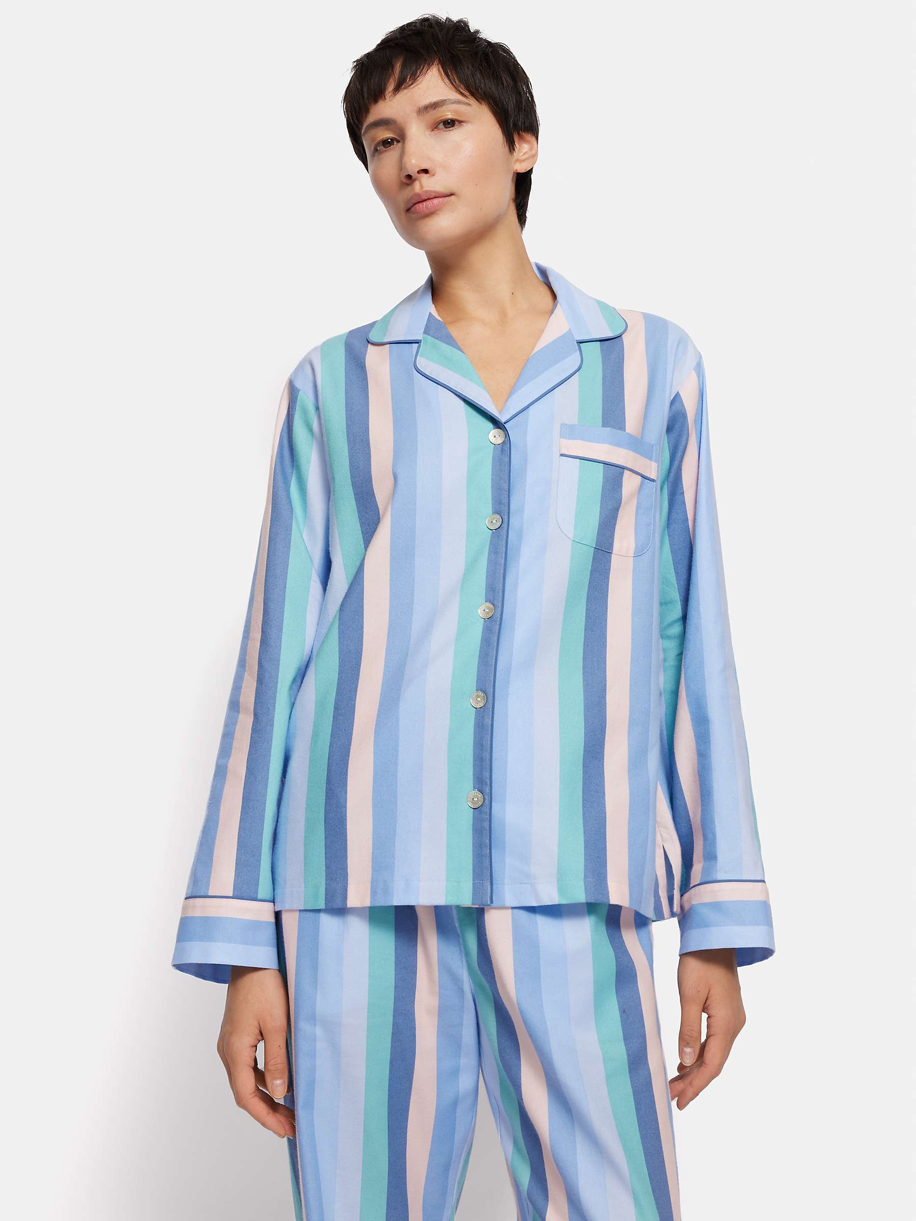 Buy Jigsaw Stripe Brushed Cotton Twill Pyjamas, Blue/Multi Online at johnlewis.com