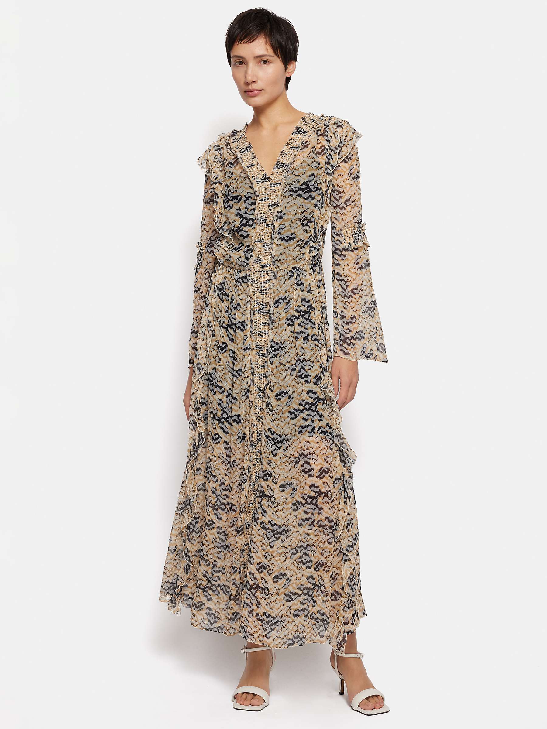 Buy Jigsaw Coral Scape Crinkle Maxi Dress, Multi Online at johnlewis.com