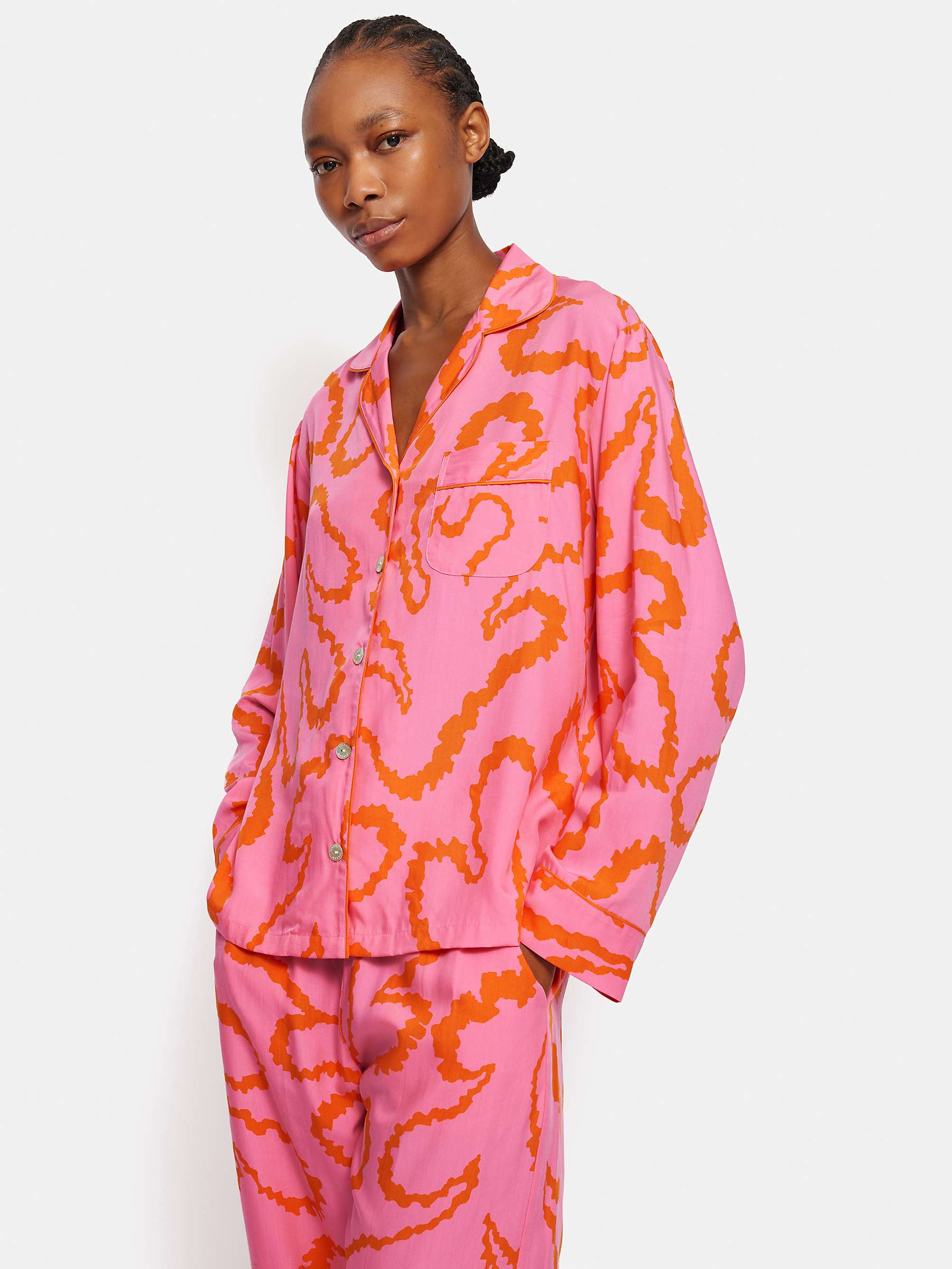 Buy Jigsaw Hydra Coral Pyjamas, Pink/Orange Online at johnlewis.com