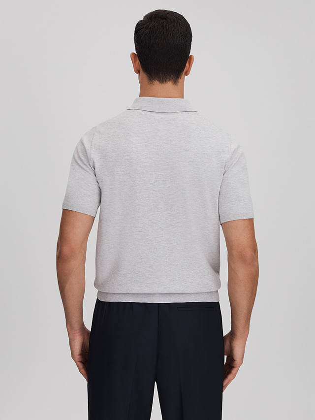 Reiss Finch Knit Polo Shirt, Soft Grey