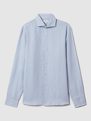 Reiss Ruban Regular Fit Linen Shirt, Light Blue
