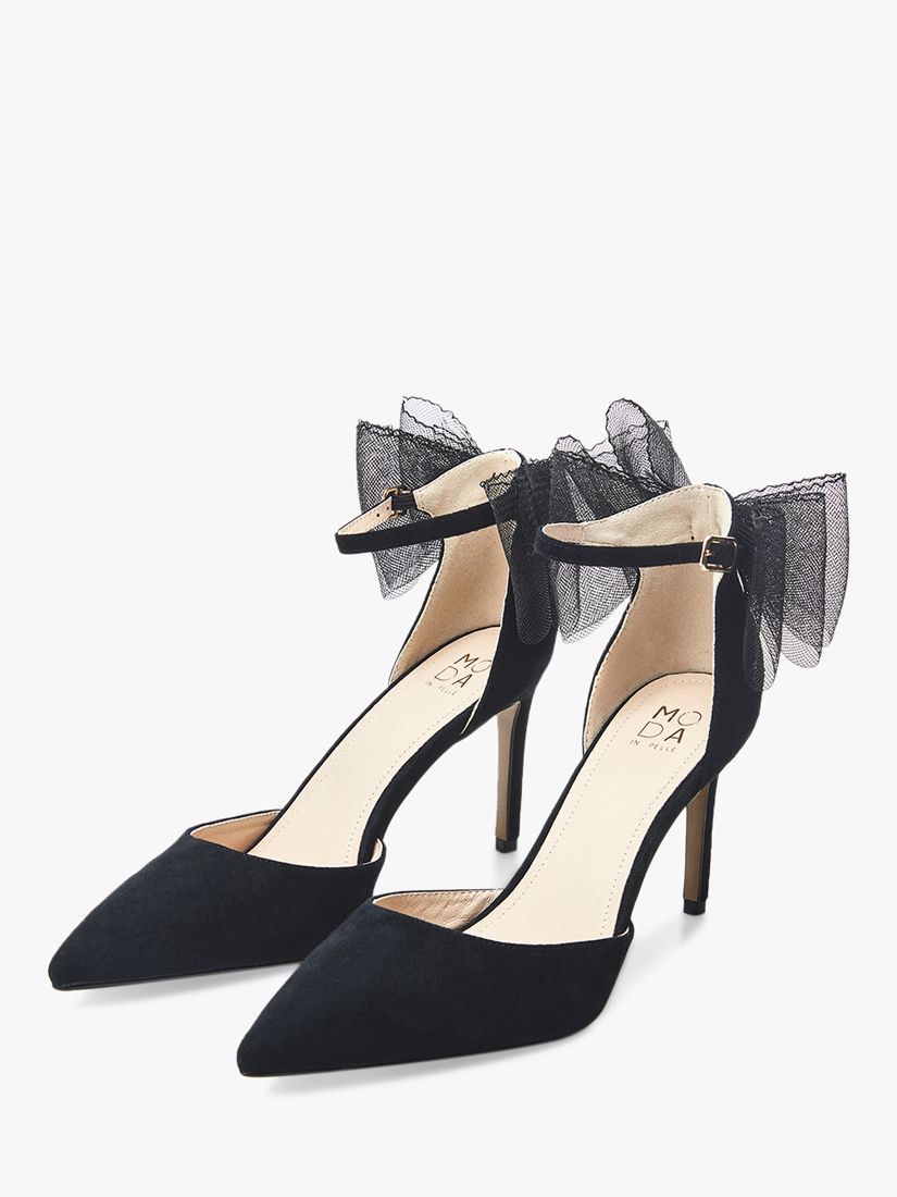 Buy Moda in Pelle Jazlyne Mesh Bow High Heel Suede Court Shoes, Black Online at johnlewis.com