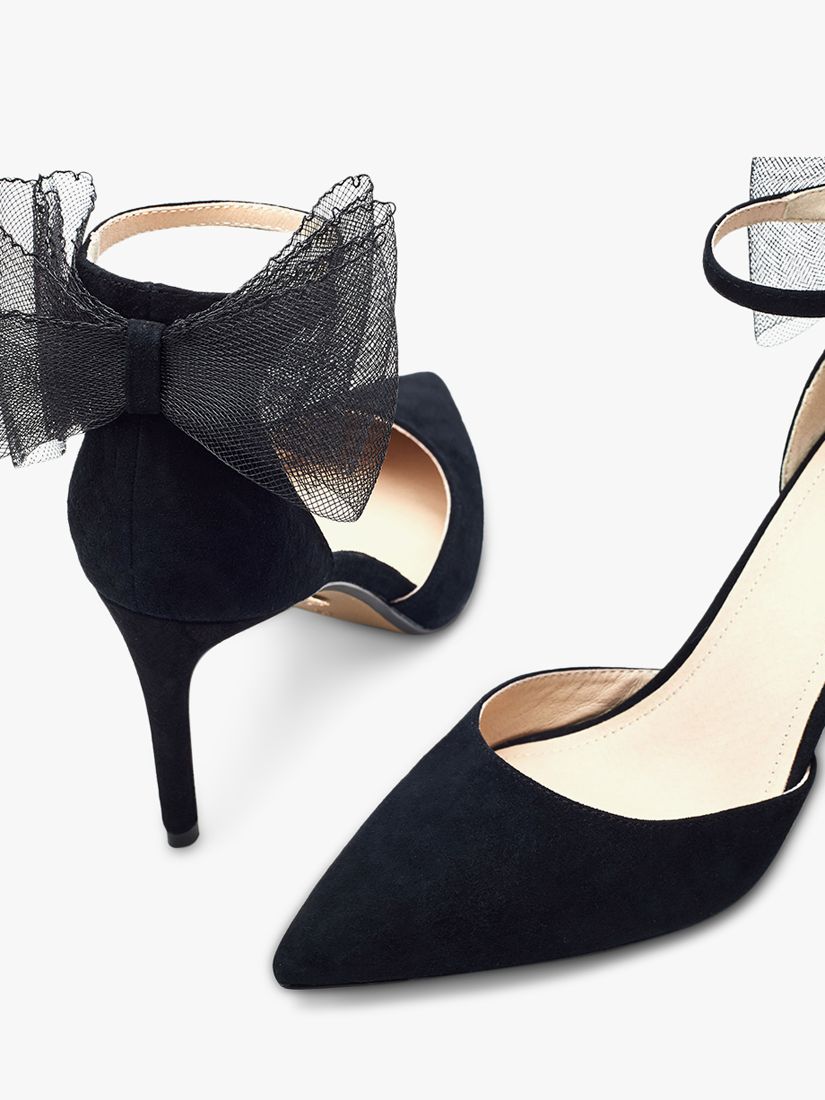 Buy Moda in Pelle Jazlyne Mesh Bow High Heel Suede Court Shoes, Black Online at johnlewis.com