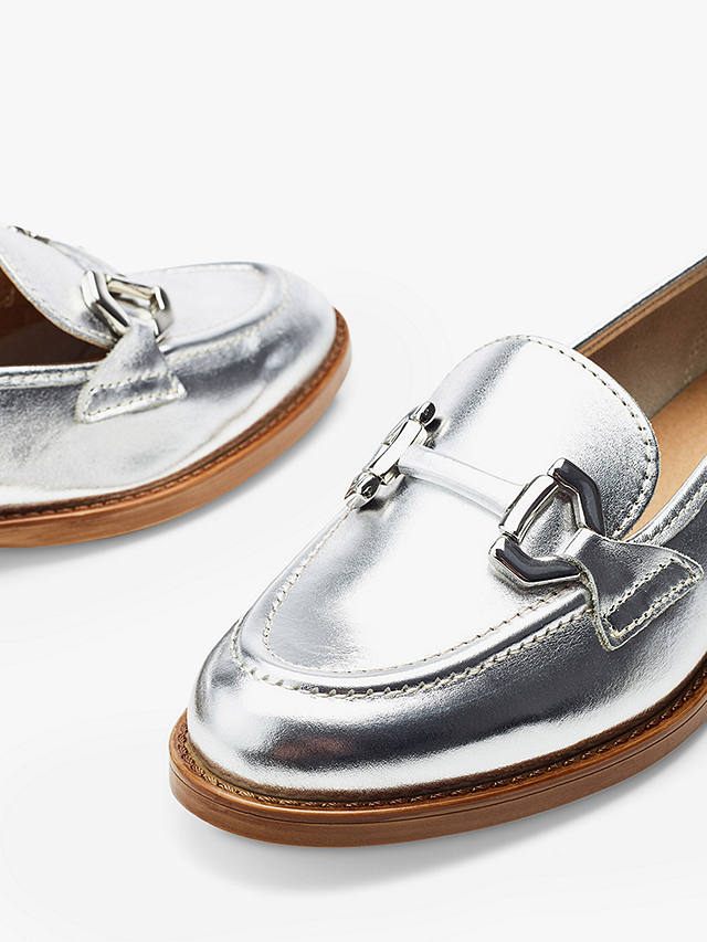 Moda in Pelle Elsbeth Leather Loafers, Silver