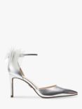 Moda in Pelle Jazlyne Mesh Bow High Heel Suede Court Shoes, Silver