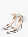 Moda in Pelle Jazlyne Mesh Bow High Heel Suede Court Shoes, Silver