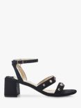 Moda in Pelle Morrila Lizard Effect Pearl Trim Block Heel Sandals, Black