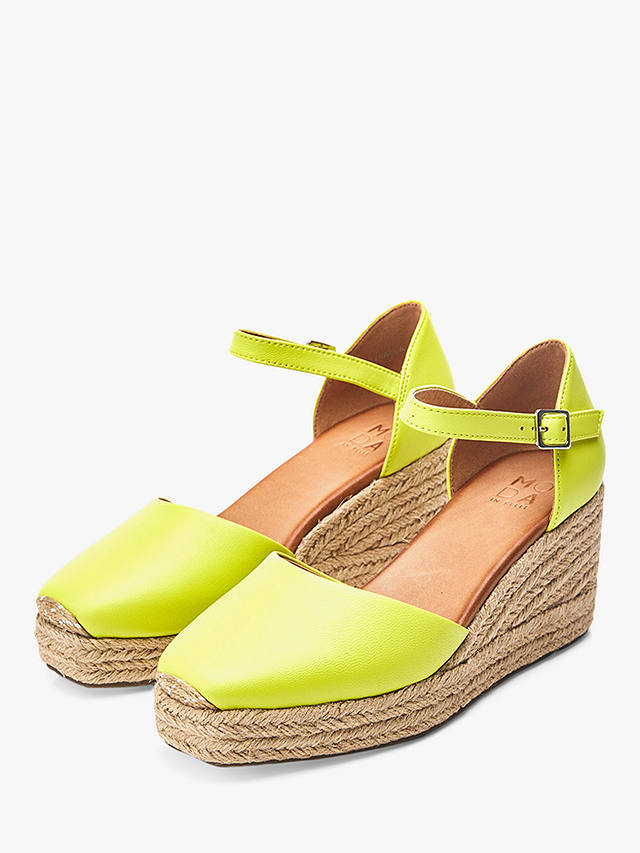 Moda in Pelle Gialla Leather Espadrille Sandals, Lime Green