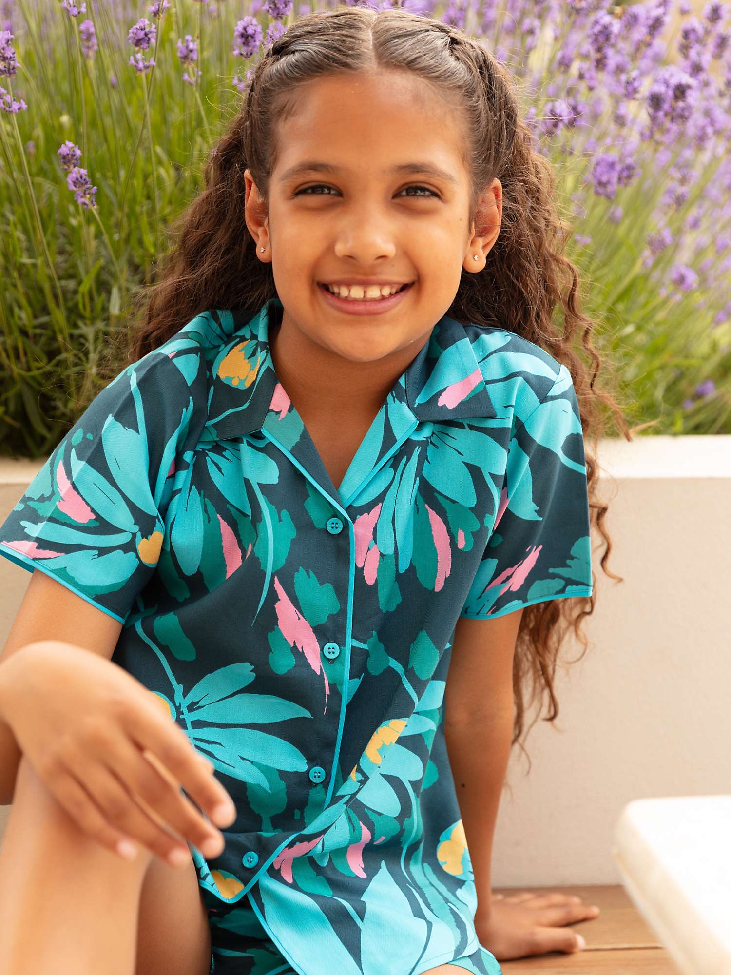 Buy Minijammies Kids' Cove Floral Shorty Pyjamas Set, Teal Online at johnlewis.com