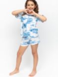 Minijammies Kids' Donna Blue Santorini Print Shorty Pyjamas Set, White