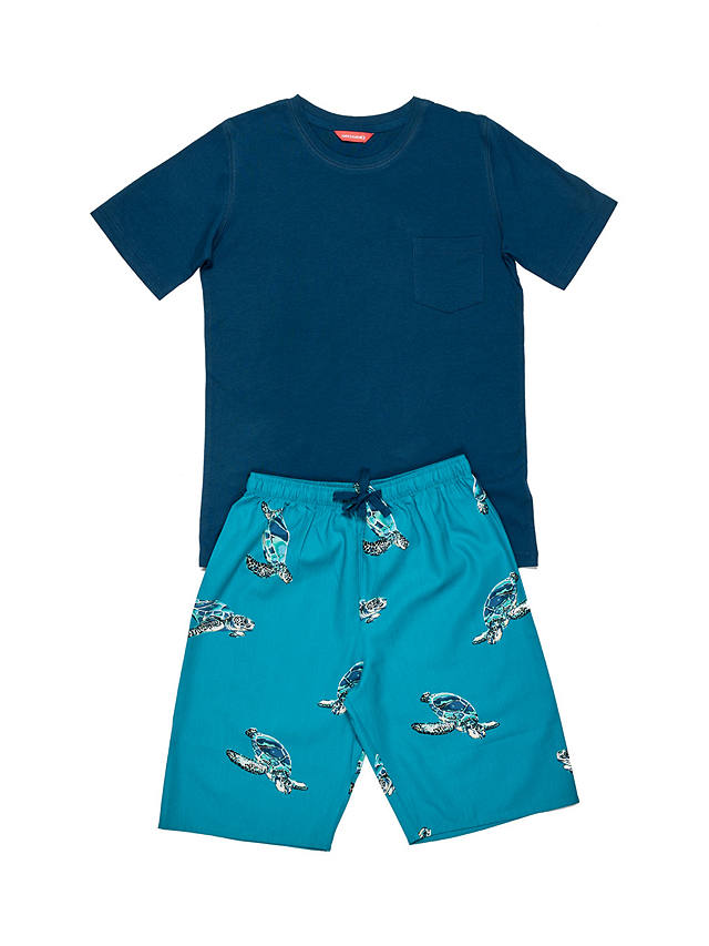 Minijammies Kids' Cove Turtle Print Shorty Pyjamas Set, Teal