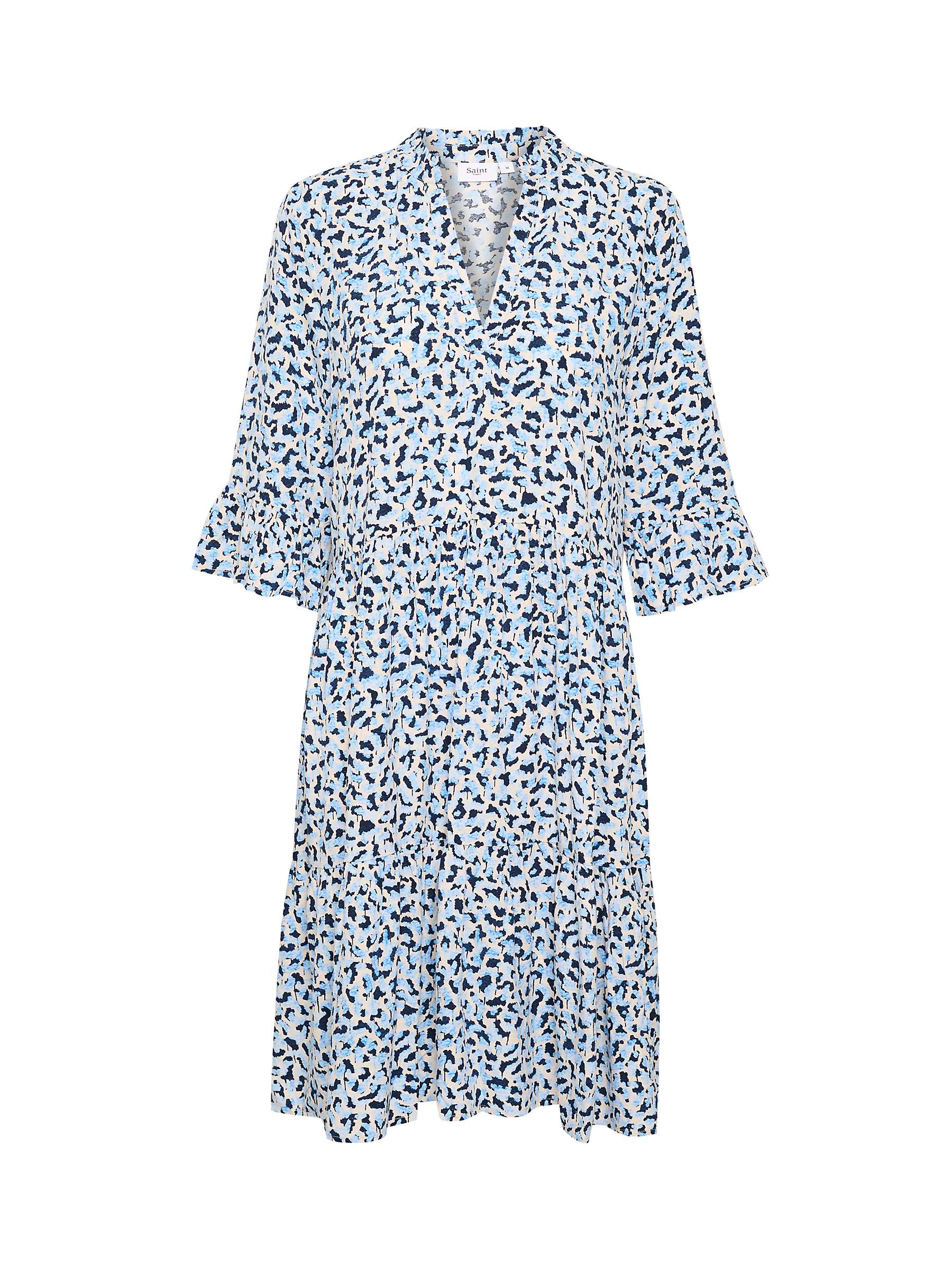 Buy Saint Tropez Eda Leopard Print Knee Length Half Sleeve Dress, Palace Blue Skyes Online at johnlewis.com