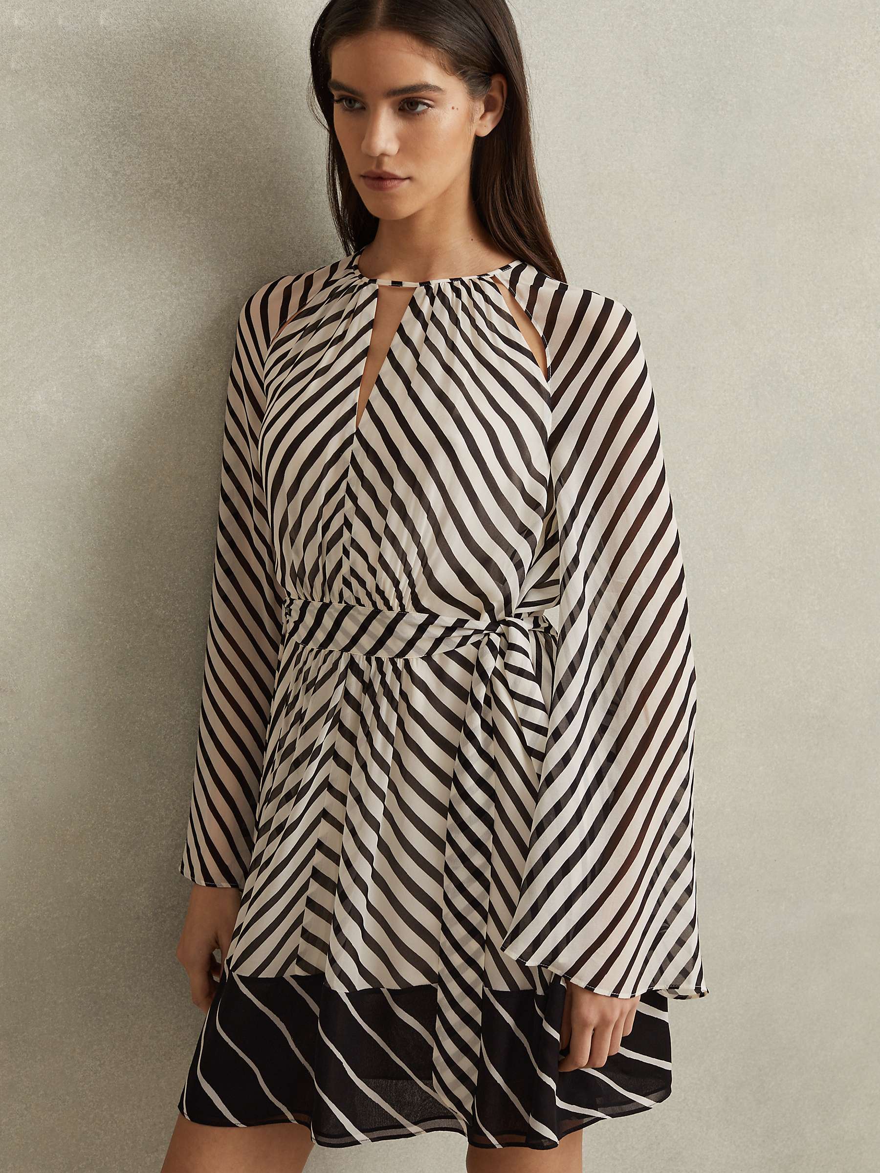 Buy Reiss Minty Stripe Mini Dress, Black/Neutral Online at johnlewis.com