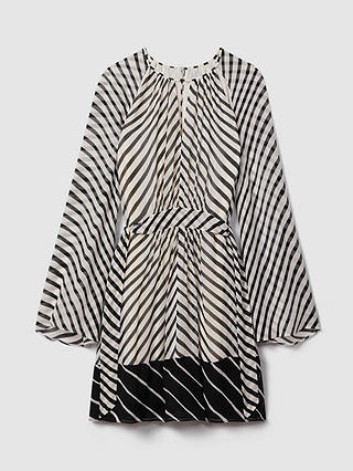 Reiss Minty Stripe Mini Dress, Black/Neutral