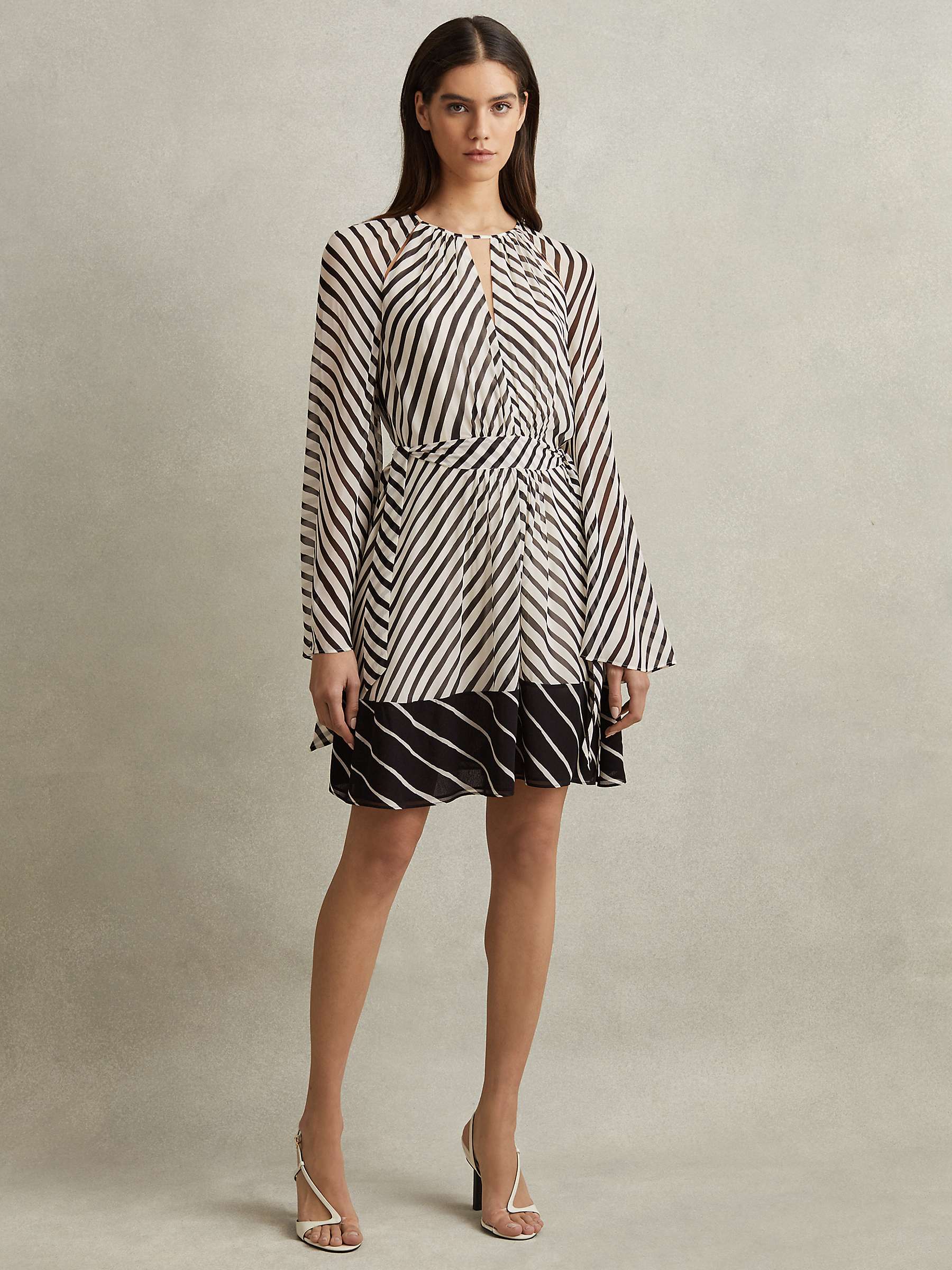Buy Reiss Minty Stripe Mini Dress, Black/Neutral Online at johnlewis.com