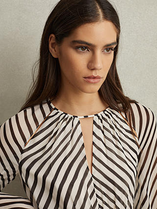 Reiss Minty Stripe Mini Dress, Black/Neutral