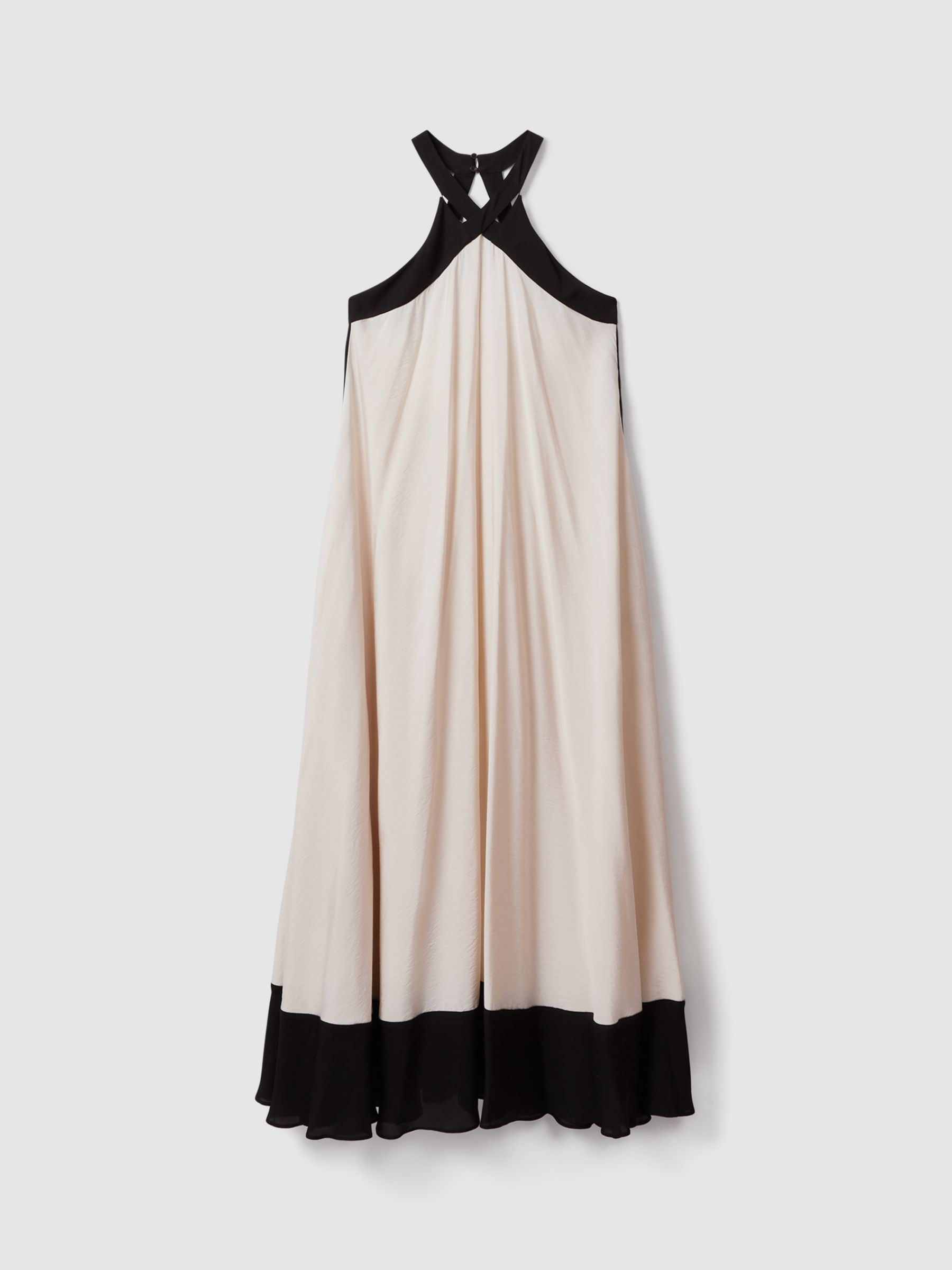 Reiss Aubree Relaxed Colour Block Maxi Dress, Neutral/Black, 10