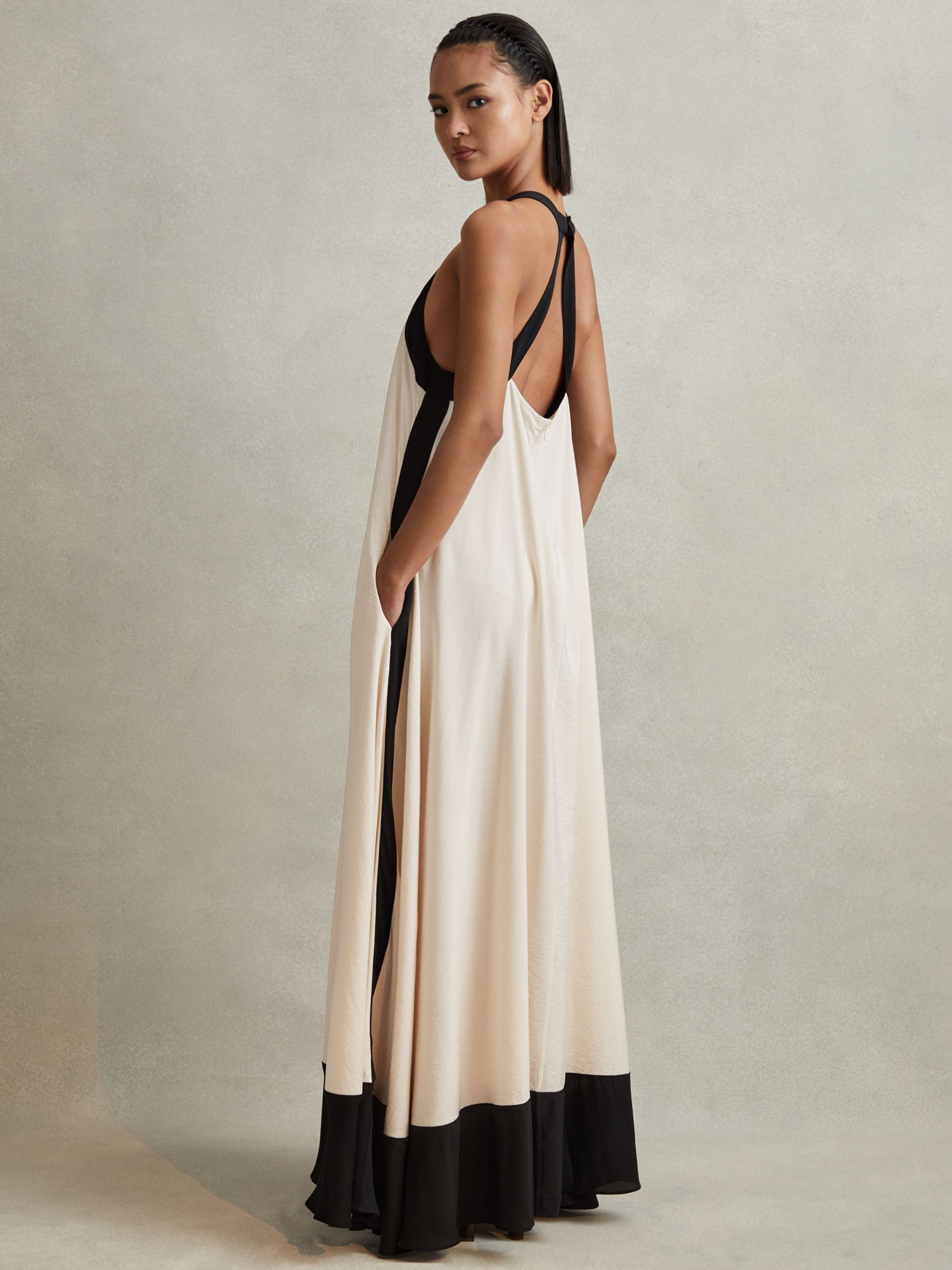 Buy Reiss Aubree Relaxed Colour Block Maxi Dress, Neutral/Black Online at johnlewis.com