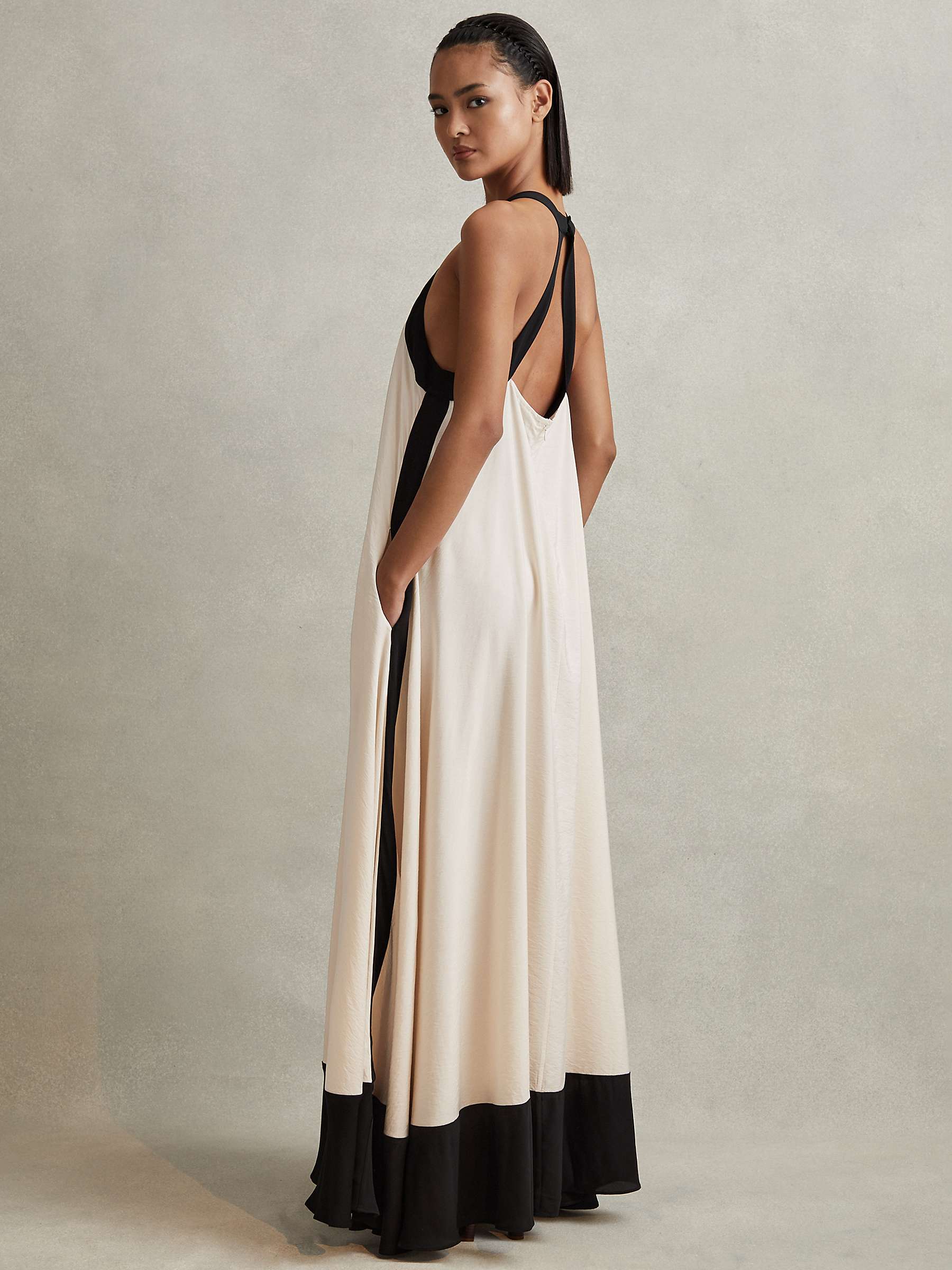 Buy Reiss Aubree Relaxed Colour Block Maxi Dress, Neutral/Black Online at johnlewis.com