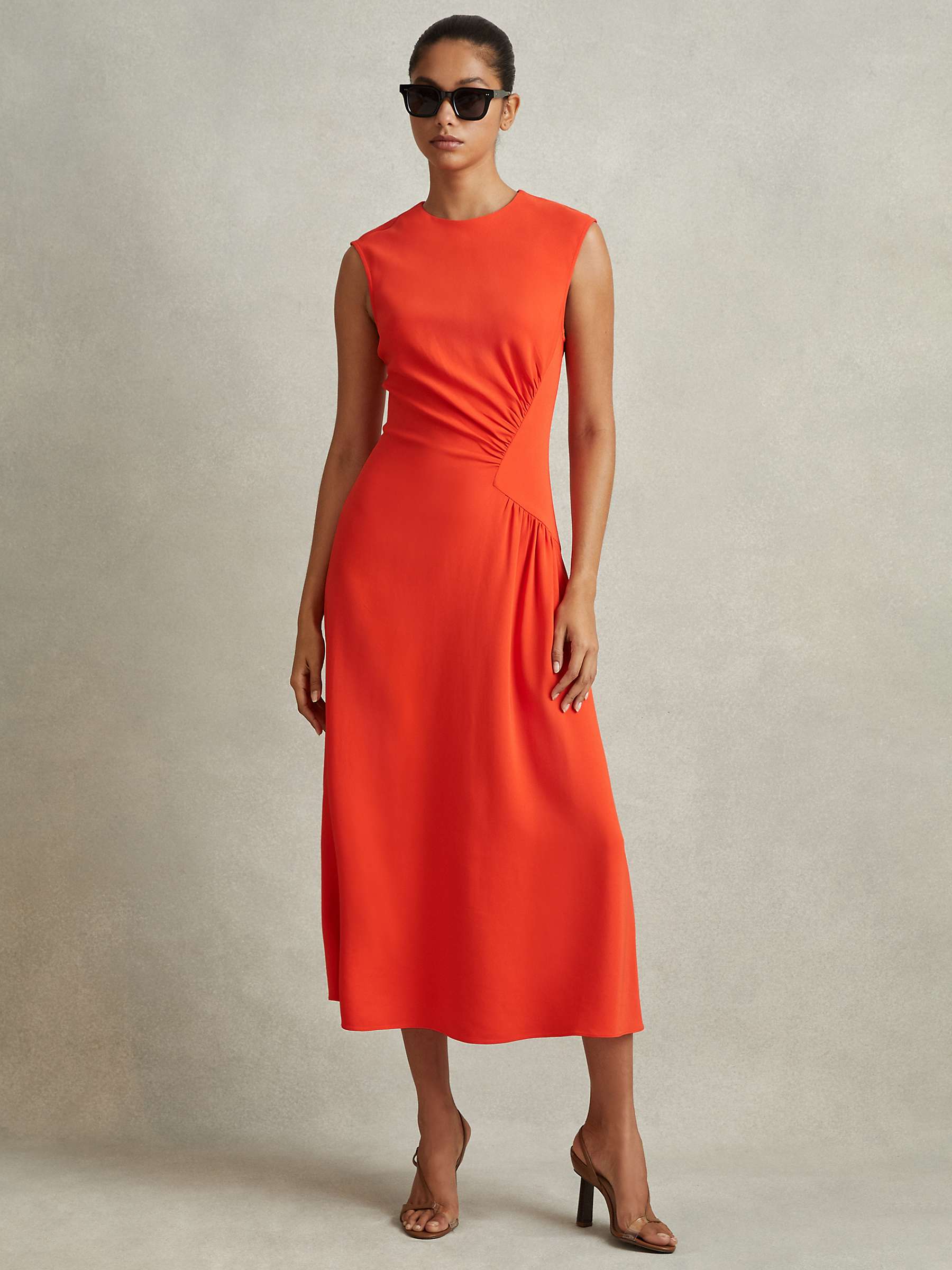 Buy Reiss Stacey Sleeveless Midi Dress, Orange Online at johnlewis.com