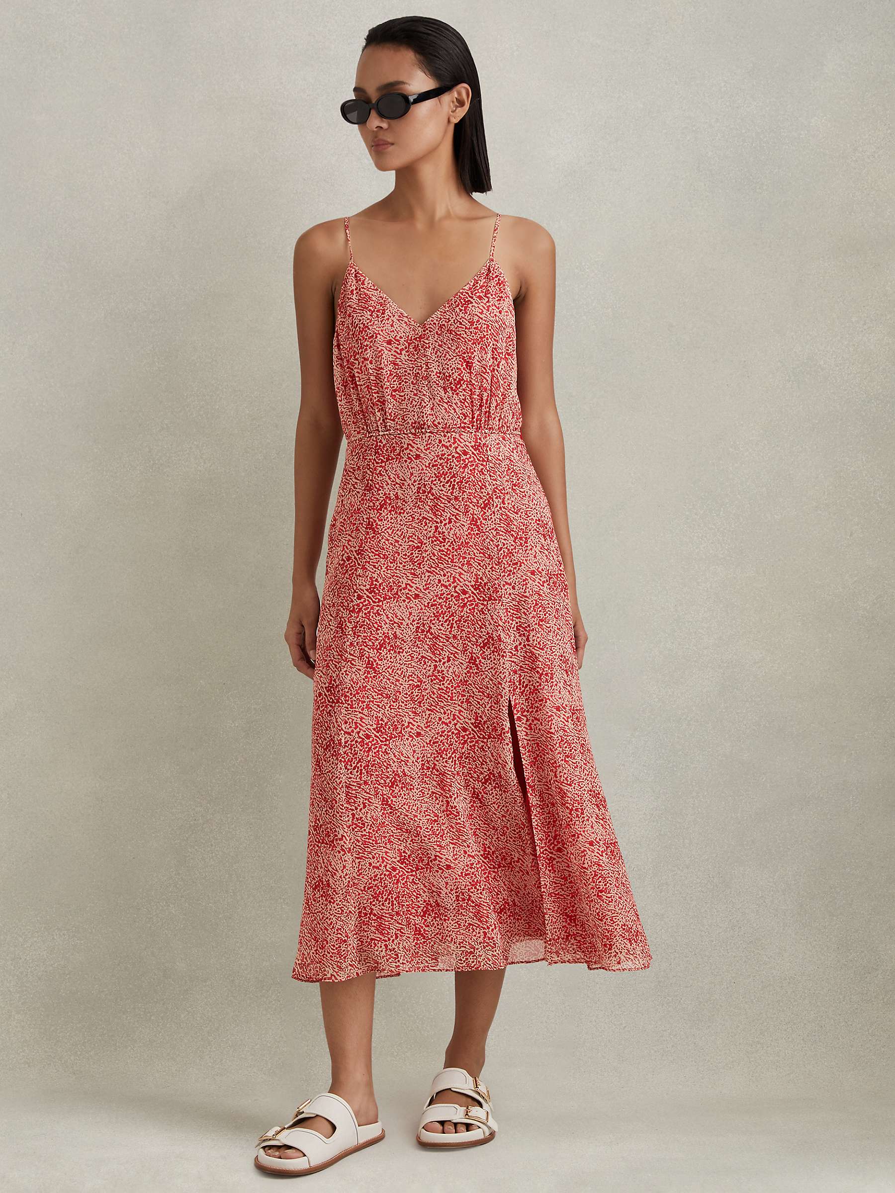 Buy Reiss Petite Olivia Abstract Print Strappy Midi Dress, Red/Nude Online at johnlewis.com