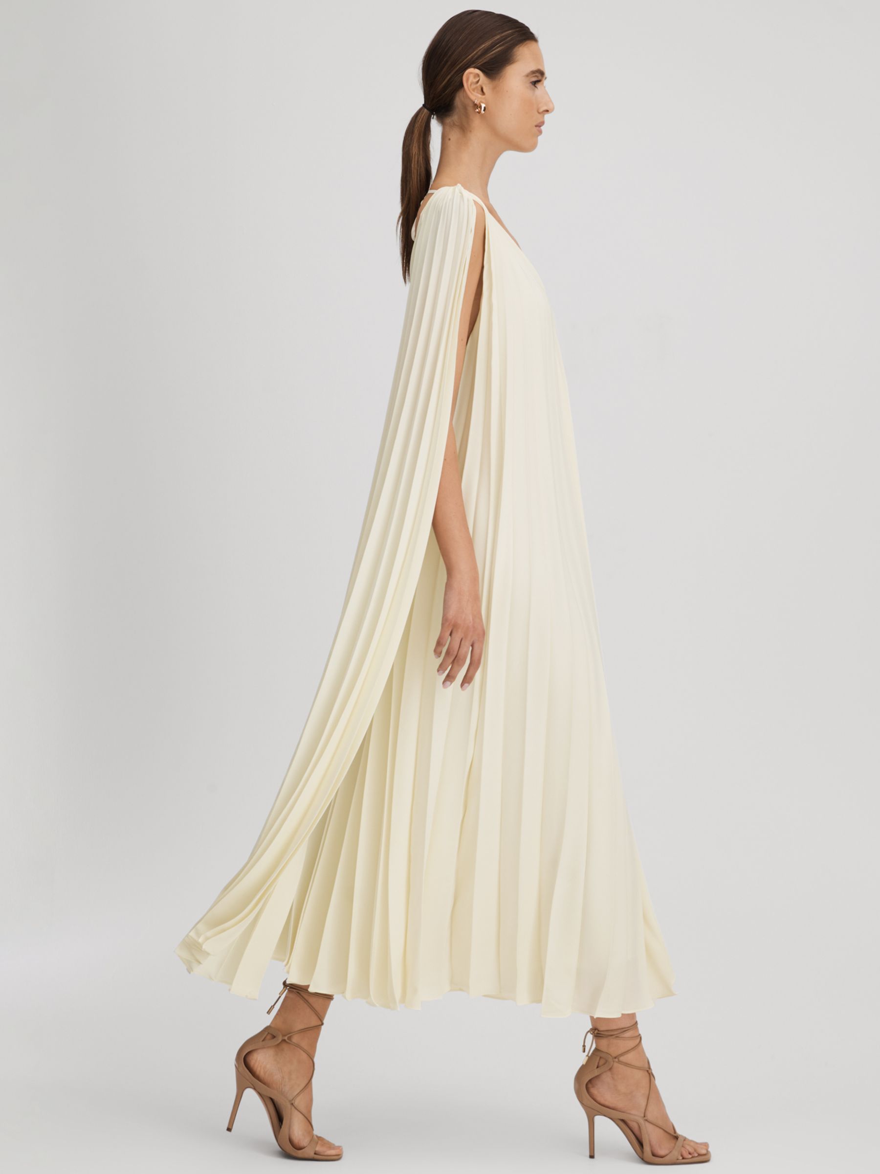 Buy Reiss Loreli Plisse Midi Dress, Yellow Online at johnlewis.com