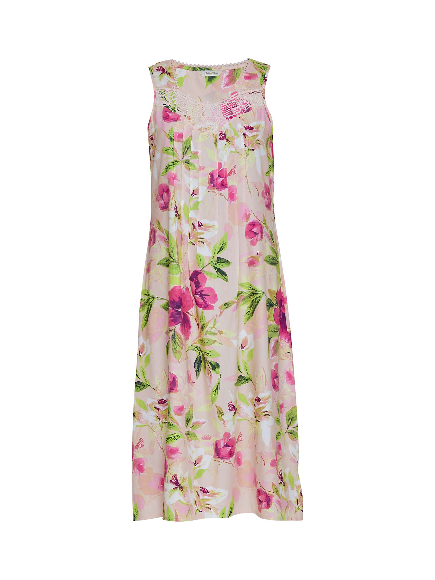 Buy Cyberjammies Tessa Floral Print Lace Detail Midi Nightdress, Pink/Multi Online at johnlewis.com
