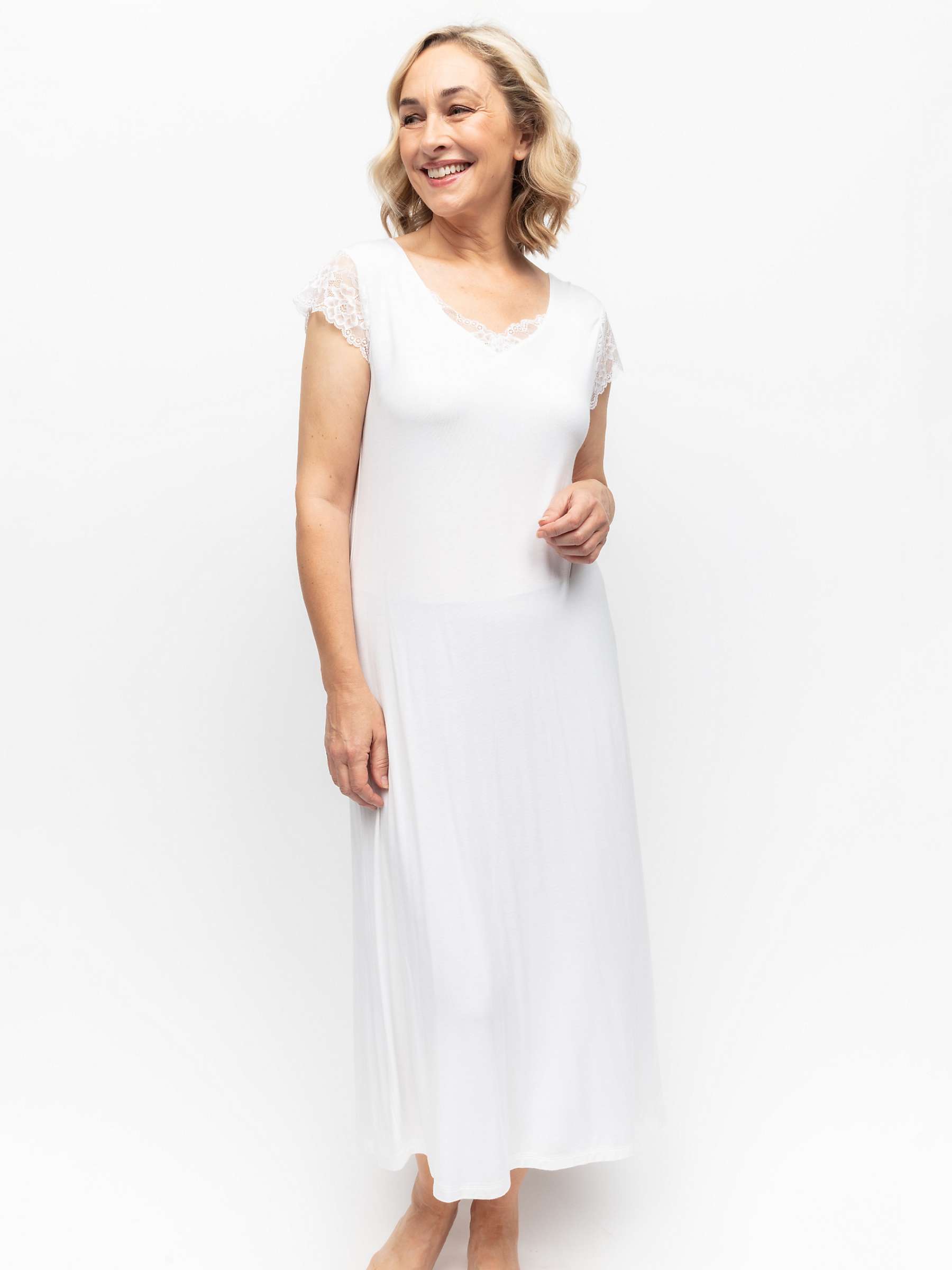 Buy Cyberjammies Tessa Jersey Lace Detail Maxi Nightdress, White Online at johnlewis.com