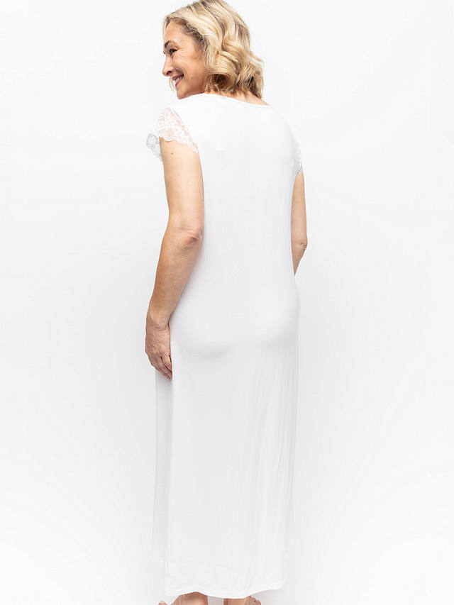 Cyberjammies Tessa Jersey Lace Detail Maxi Nightdress, White