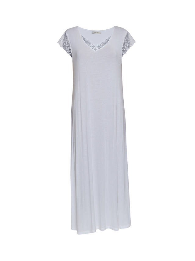 Cyberjammies Tessa Jersey Lace Detail Maxi Nightdress, White