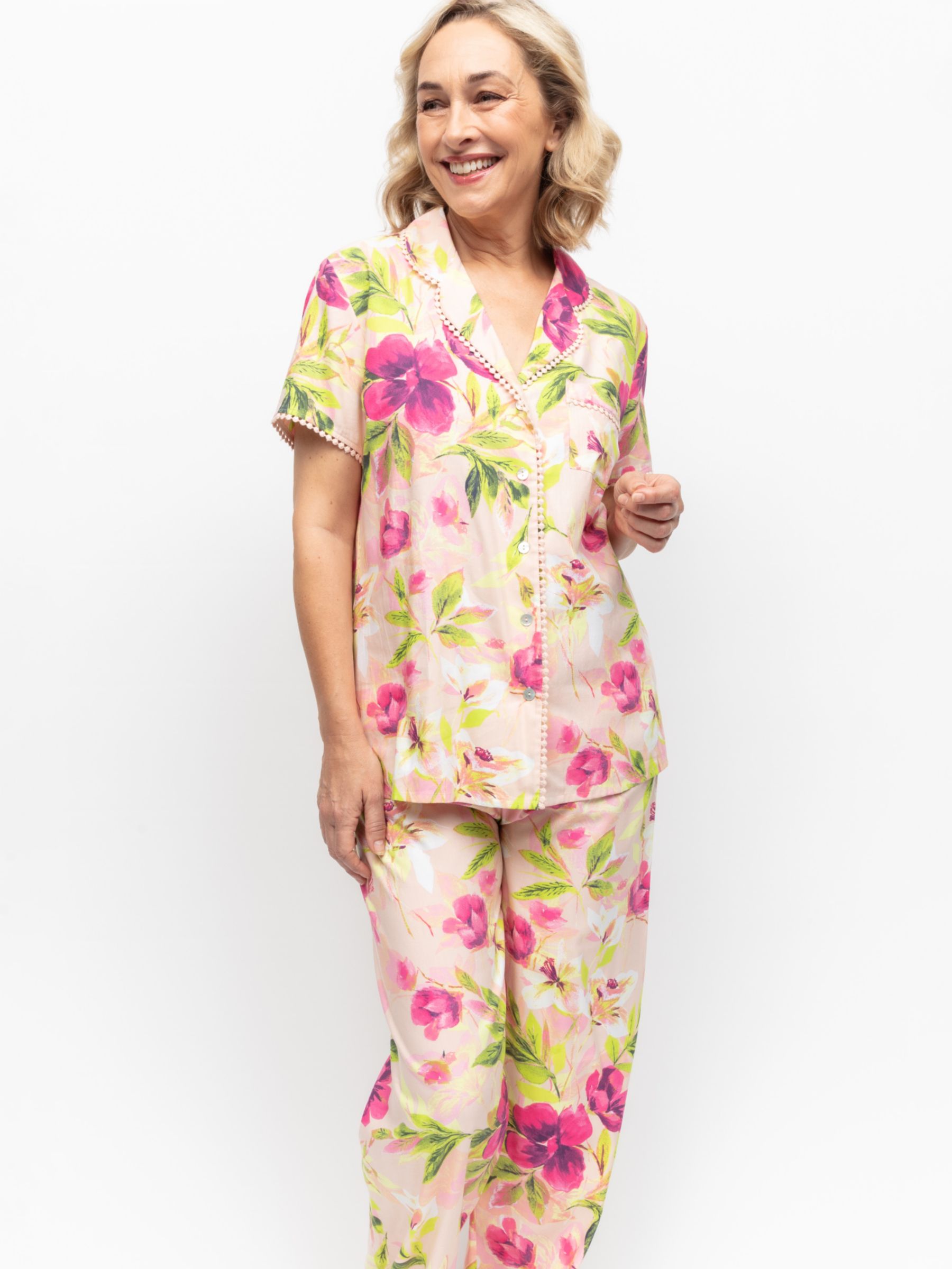 Buy Cyberjammies Tessa Floral Print Pyjama Set, Pink/Multi Online at johnlewis.com