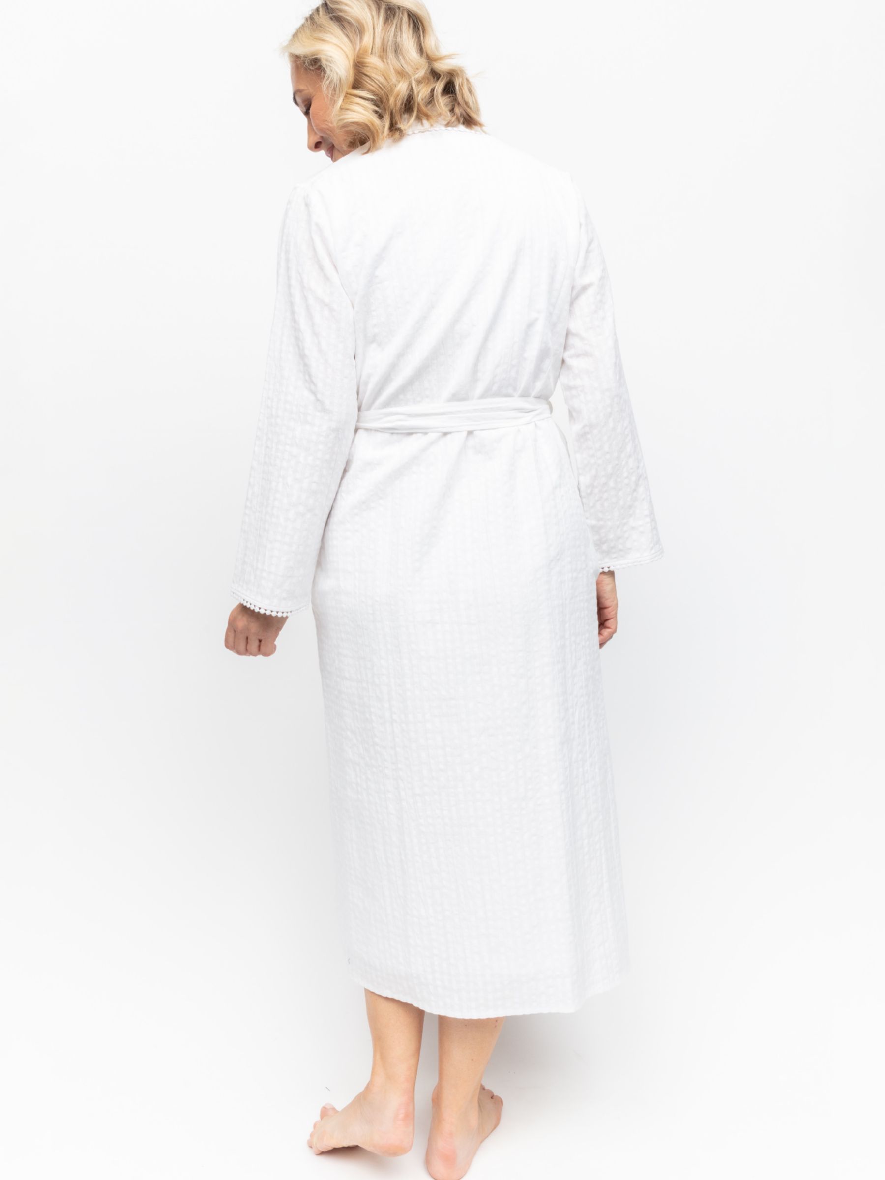 Cyberjammies Tessa Seersuck Long Dressing Gown, White, 12