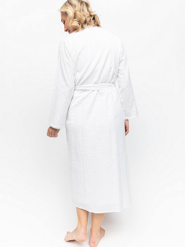 Cyberjammies Tessa Seersuck Long Dressing Gown, White