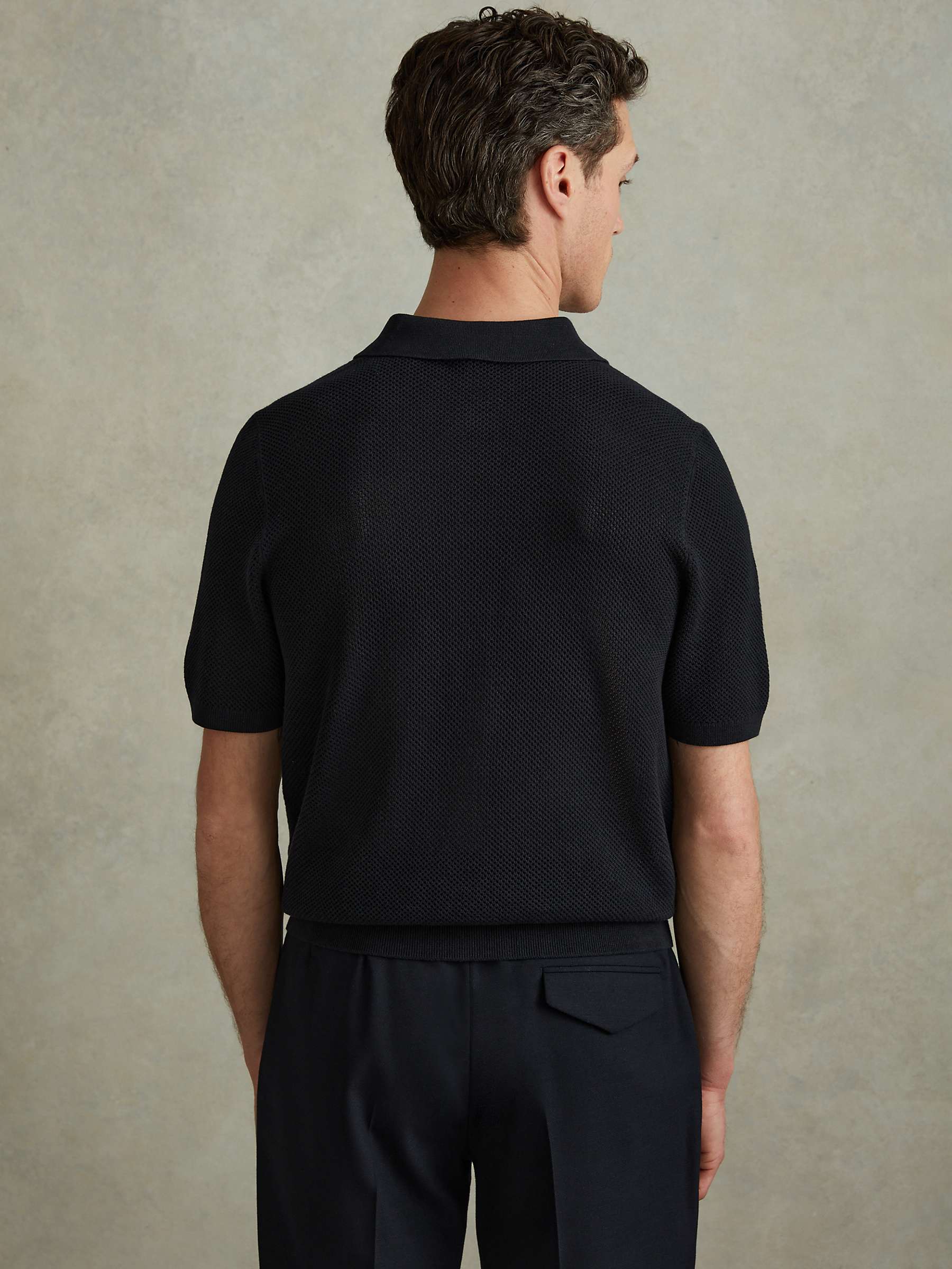 Buy Reiss Misto Colour Block Knitted Shirt, Navy/Optic White Online at johnlewis.com