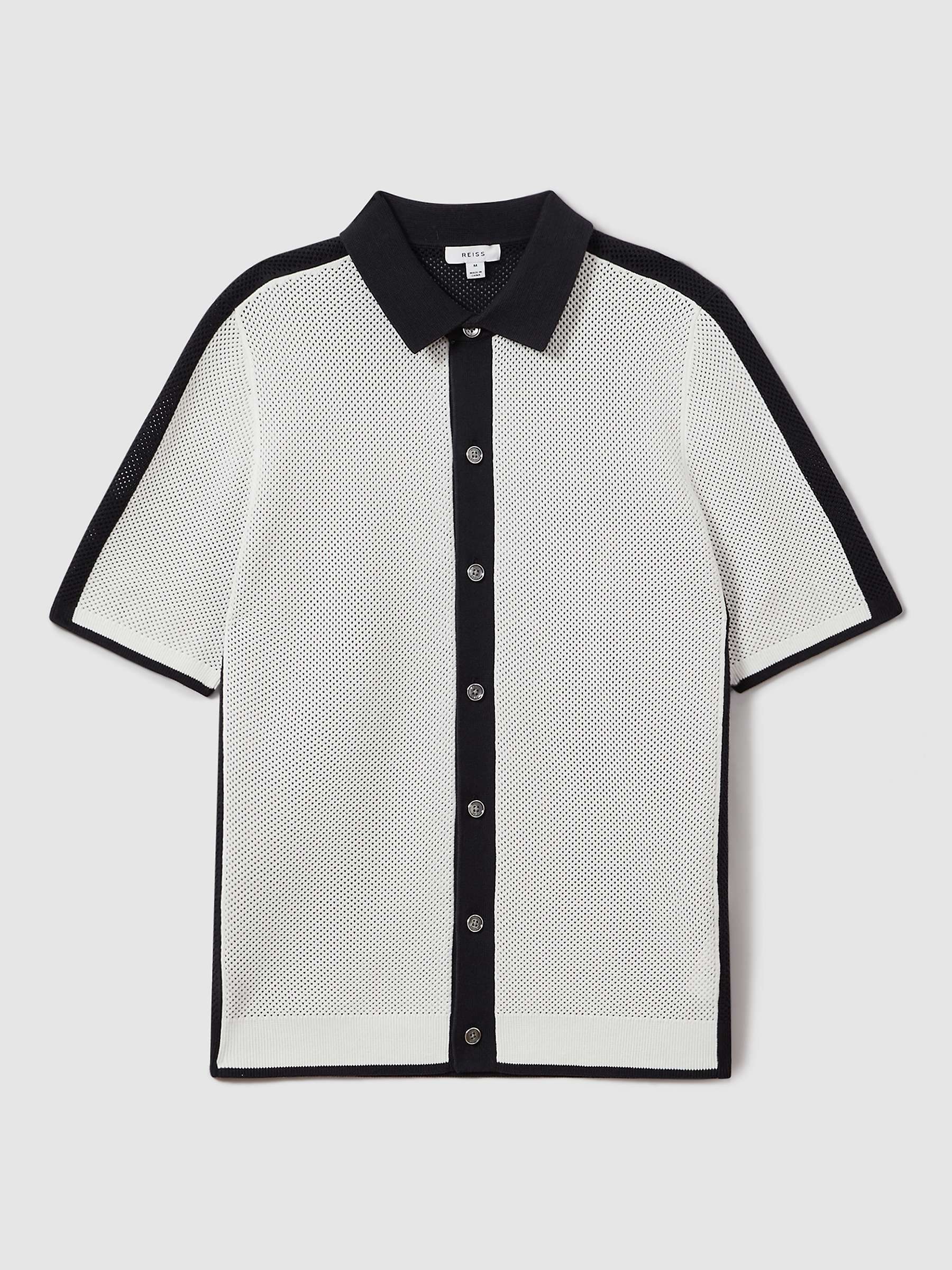 Buy Reiss Misto Colour Block Knitted Shirt, Navy/Optic White Online at johnlewis.com