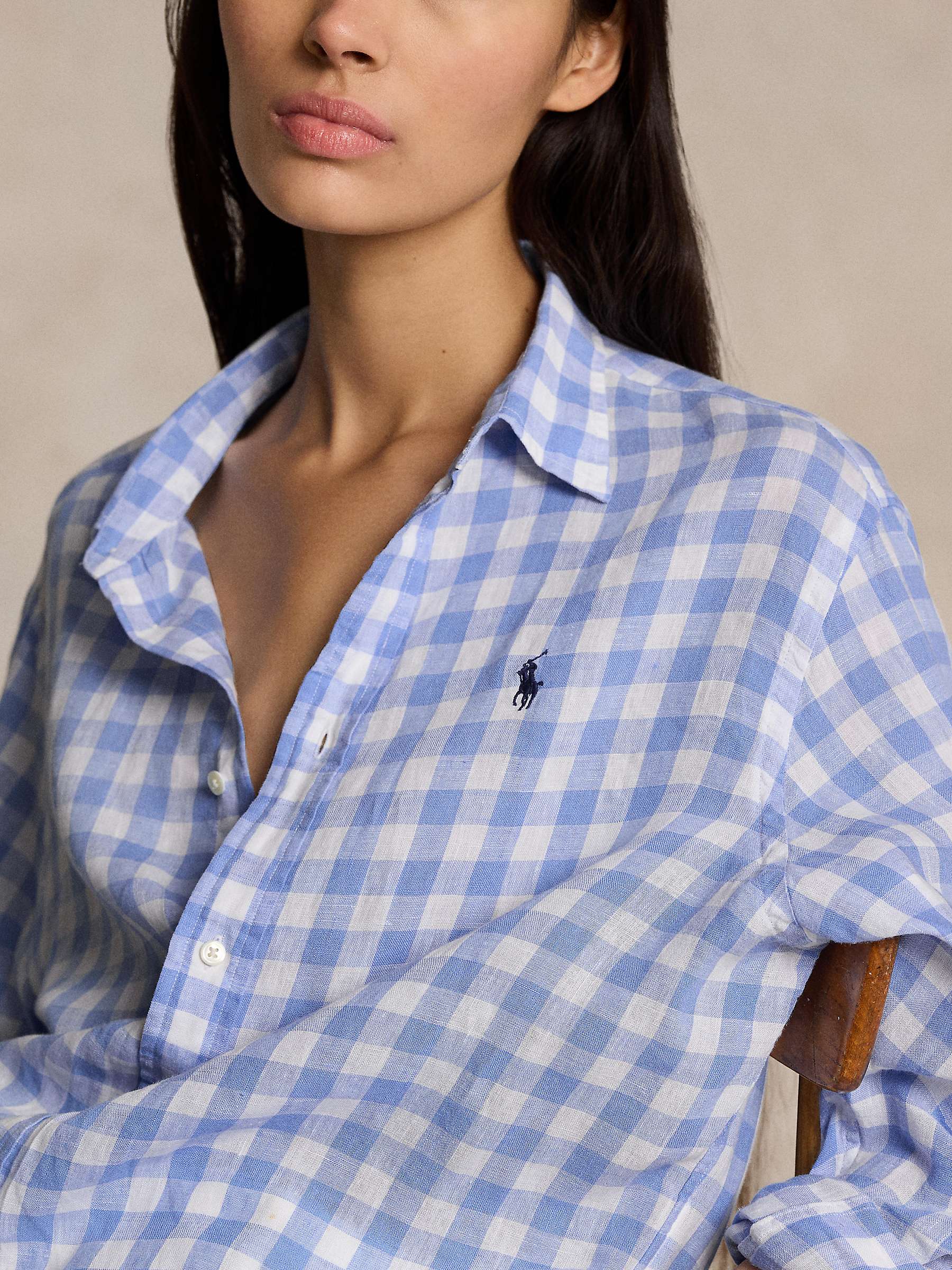 Buy Polo Ralph Lauren Gingham Linen Shirt, Blue/White Online at johnlewis.com