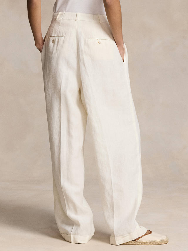 Polo Ralph Lauren Linen Blend Wide Leg Trousers, Nevis