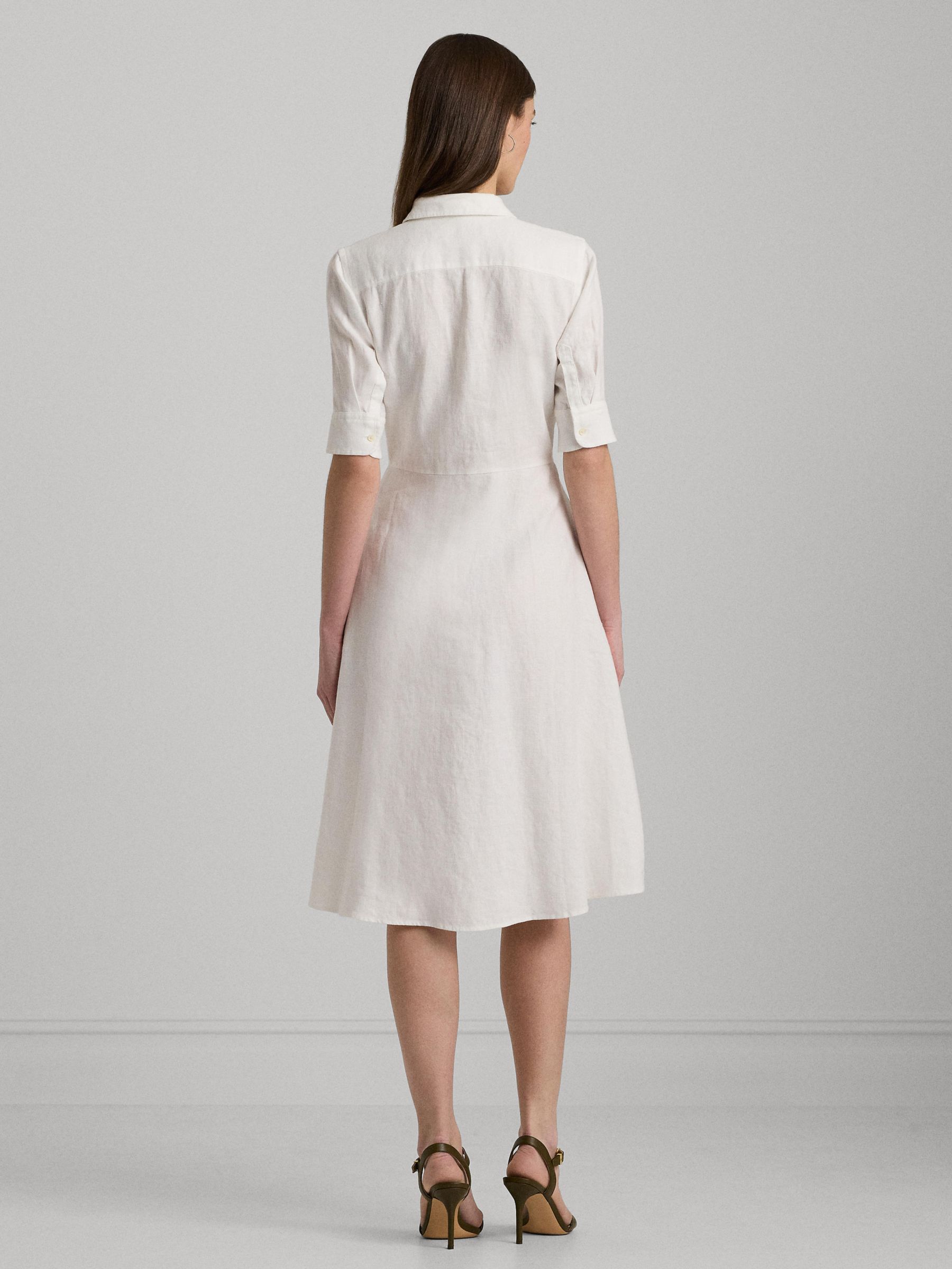 Lauren Ralph Lauren Wakana Linen Shirt Dress, White, 10