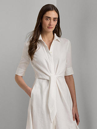 Lauren Ralph Lauren Wakana Linen Shirt Dress, White