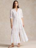 Polo Ralph Lauren Eyelet Maxi Shirt Dress, White, White